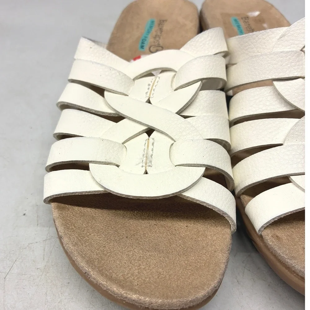 Baretraps Haddey Wedge Slide Sandals Womens 6 Cream White Memory Foam Comfort